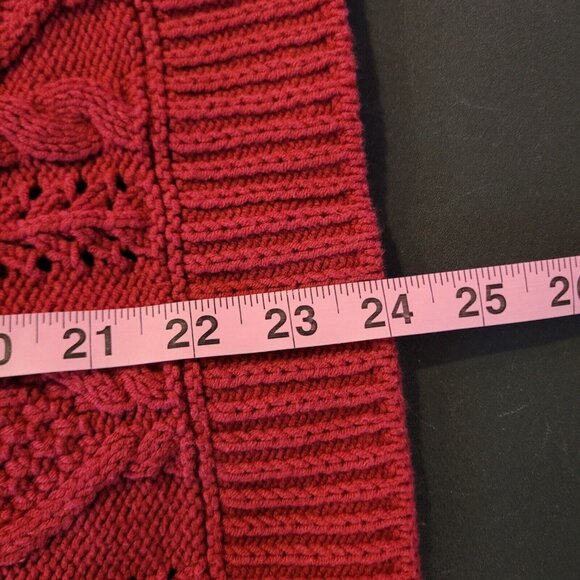 Charter Club Sweater Womens Small Red Cable Knit V-Neck Button Collar - Picture 6 of 7